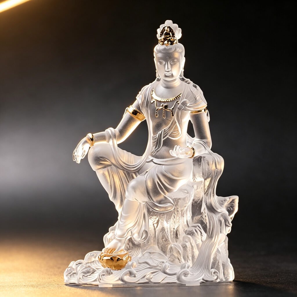 Liuli Crystal Guanyin Statue