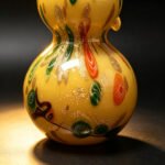 Hand Blown Glass Gourd | Amber Art Glass Figurine with Twisted Vine - Image 3