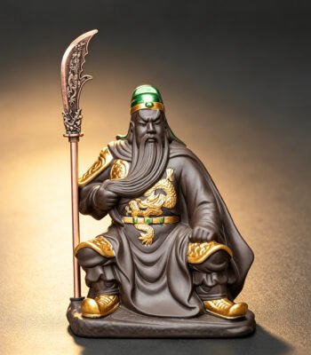 Guan Yu God of Wealth Purple Clay Tea Pet Statue