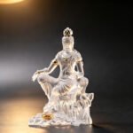 Handcrafted Liuli Crystal Water Moon Guanyin Statue — Translucent Kwan Yin Bodhisattva Zen Decor for Meditation Altar, Home Office & Spiritual Space - Image 4