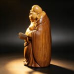Laughing Buddha Statue — Resin Wood Grain Maitreya Buddha Zen Home Decor - Image 3