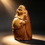 Laughing Buddha Statue — Resin Wood Grain Maitreya Buddha Zen Home Decor - Image 2