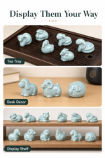 Ultimate Beautiful Celadon Crackle Glaze 12 Chinese Zodiac Tea Pet Complete Set | Oriental Ceramic Tea Table Ornament for Tea Rituals - Image 8