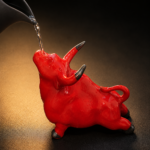 Premium Red Bull Ceramic Tea Pet, Auspicious Lucky Feng Shui Red Ox Bull Figurine, Prosperity Bullish Ornament Gift for Traders & Tea Lovers - Image 2