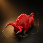 Premium Red Bull Ceramic Tea Pet, Auspicious Lucky Feng Shui Red Ox Bull Figurine, Prosperity Bullish Ornament Gift for Traders & Tea Lovers - Image 8