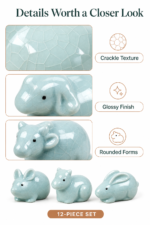 Ultimate Beautiful Celadon Crackle Glaze 12 Chinese Zodiac Tea Pet Complete Set | Oriental Ceramic Tea Table Ornament for Tea Rituals - Image 7