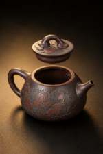 Koi Lotus Relief Zisha Shi Piao Teapot, Yixing Purple Clay Kung Fu Tea Pot - Image 2