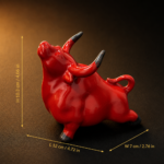 Premium Red Bull Ceramic Tea Pet, Auspicious Lucky Feng Shui Red Ox Bull Figurine, Prosperity Bullish Ornament Gift for Traders & Tea Lovers - Image 6