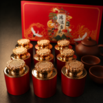 Hong Yun Dang Tou Premium Da Hong Pao Oolong Tea Gift Set with Yixing Purple Clay Teapot & 4 Teacups, 9 Mini Red Tea Cans Chinese New Year Luxury Tea Box Gift for Business, Holiday - Image 6