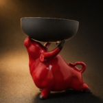 Premium Red Bull Ceramic Tea Pet, Auspicious Lucky Feng Shui Red Ox Bull Figurine, Prosperity Bullish Ornament Gift for Traders & Tea Lovers - Image 5