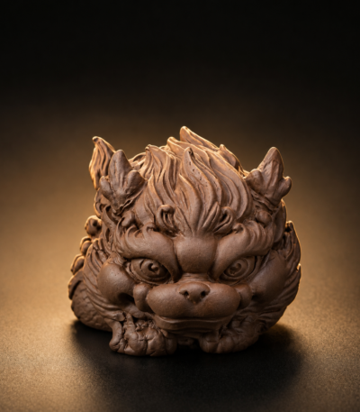 old rock clay kirin tea figurine