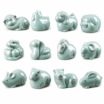 Ultimate Beautiful Celadon Crackle Glaze 12 Chinese Zodiac Tea Pet Complete Set | Oriental Ceramic Tea Table Ornament for Tea Rituals - Image 2