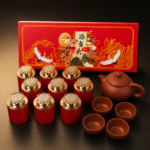 Hong Yun Dang Tou Premium Da Hong Pao Oolong Tea Gift Set with Yixing Purple Clay Teapot & 4 Teacups, 9 Mini Red Tea Cans Chinese New Year Luxury Tea Box Gift for Business, Holiday - Image 7
