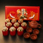 Hong Yun Dang Tou Premium Da Hong Pao Oolong Tea Gift Set with Yixing Purple Clay Teapot & 4 Teacups, 9 Mini Red Tea Cans Chinese New Year Luxury Tea Box Gift for Business, Holiday - Image 8