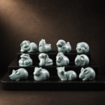 Ultimate Beautiful Celadon Crackle Glaze 12 Chinese Zodiac Tea Pet Complete Set | Oriental Ceramic Tea Table Ornament for Tea Rituals