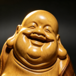 Laughing Buddha Statue — Resin Wood Grain Maitreya Buddha Zen Home Decor - Image 6