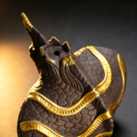 Naga Buddha Backflow Incense Burner — Handcrafted Purple Clay Waterfall Holder - Image 3