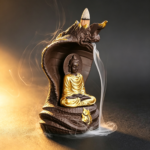 Naga Buddha Backflow Incense Burner — Handcrafted Purple Clay Waterfall Holder - Image 6
