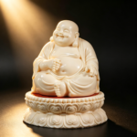 Hand-Carved Laughing Buddha Statue | Tagua Nut Maitreya Buddha Figurine for Zen Home Decor - Image 2