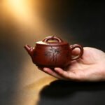 Handmade Yixing Zisha Teapot | 100-Mesh Dragon Blood Clay Bamboo Joint Kung Fu Tea Pot with Cloud Water Zen Calligraphy - Image 7