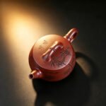Handmade Yixing Zisha Teapot | 100-Mesh Dragon Blood Clay Bamboo Joint Kung Fu Tea Pot with Cloud Water Zen Calligraphy - Image 8