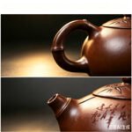 Handmade Bamboo Xishi Yixing Teapot — Dicaoqing Purple Clay, 250ml - Image 2