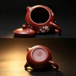Fully Handmade Yixing Zisha Teapot — Raw Da Hong Pao Red Clay, Classic Xishi Shape with Hand-Painted Plum Blossom, Ball-Hole Strainer, 260ml - Image 13